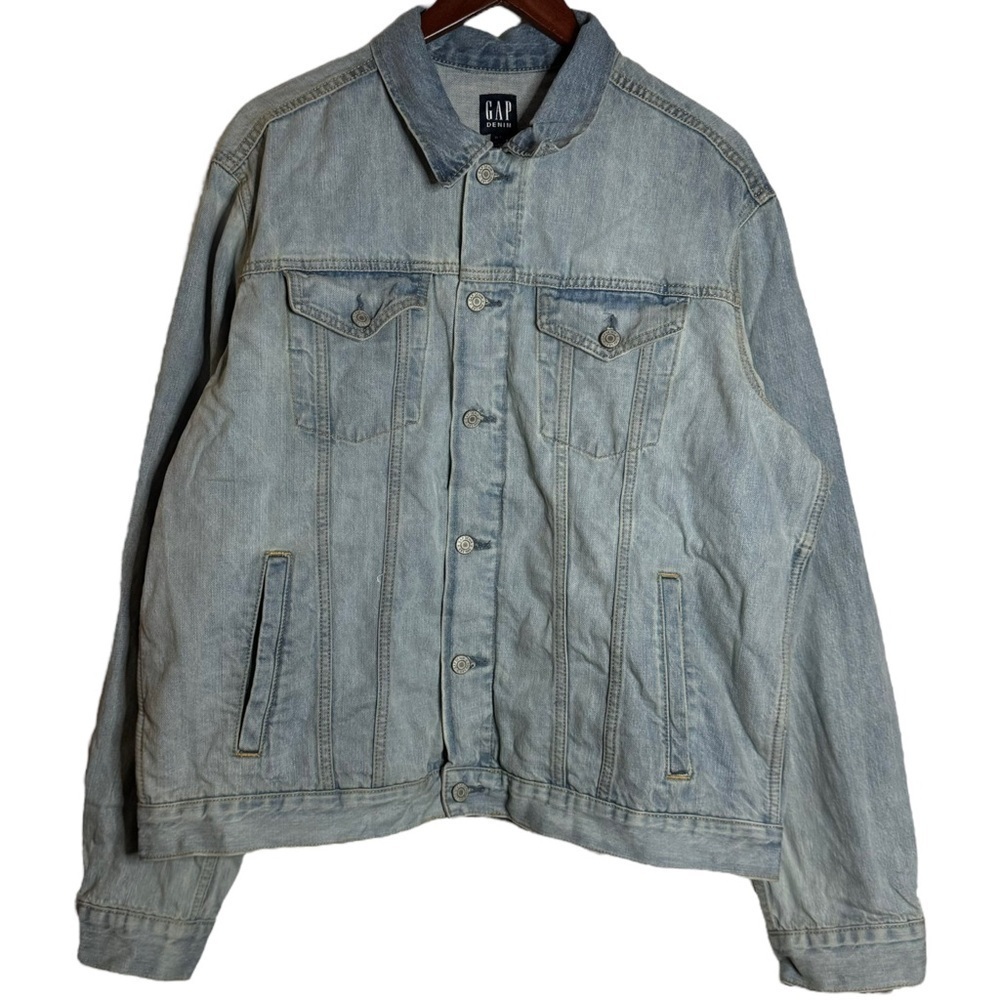 Gap Denim Jean Trucker Jacket Light Blue Wash  Retro 1990s Broken In Extra Large